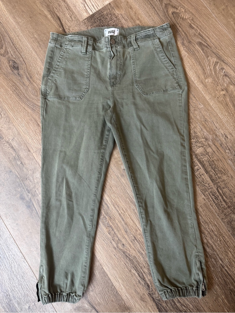 PAIGE Military Green High-Rise Pants